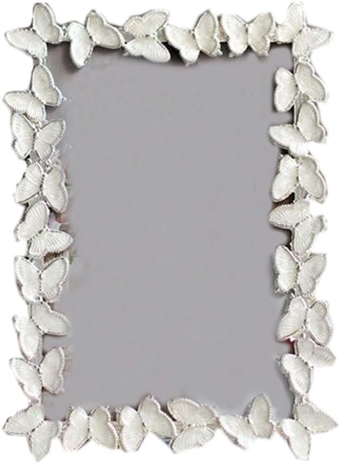 Koala Superstore 6-inch Retro White Butterfly Metal Photo Frame Tabletop Picture Display for Family, Office and Wedding