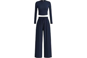 BTFBM Casual 2 Piece Sets For Women Spring Outfits 2025 Long Sleeve Crop Top Wide Leg Pants Summer Matching Lounge Set