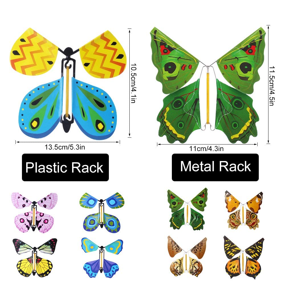 Outee 24 Packs Flying Butterfly Card Surprise Wind Up Butterfly in The Book Rubber Band Powered Fairy Great Xmas Gift Butterfly Teacher Appreciation Gift