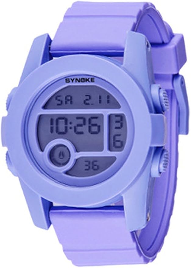 Purple Digital Waterproof Wrist Watches Show Two Time Watches