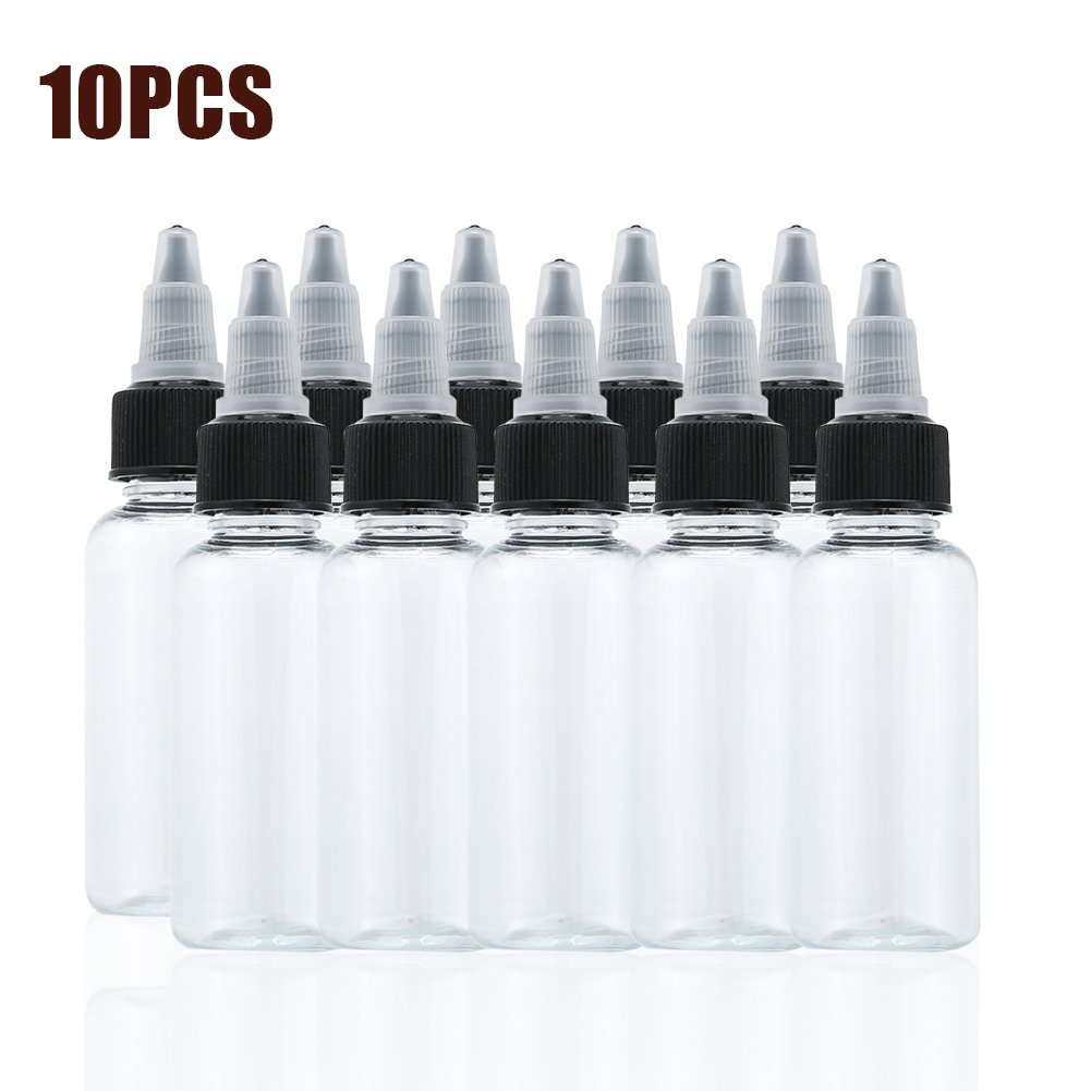 Empty Tattoo Ink Bottles with Twist Caps, 10pcs 30ml Plastic Bottles Tattooing Tools Accessories(10pc)