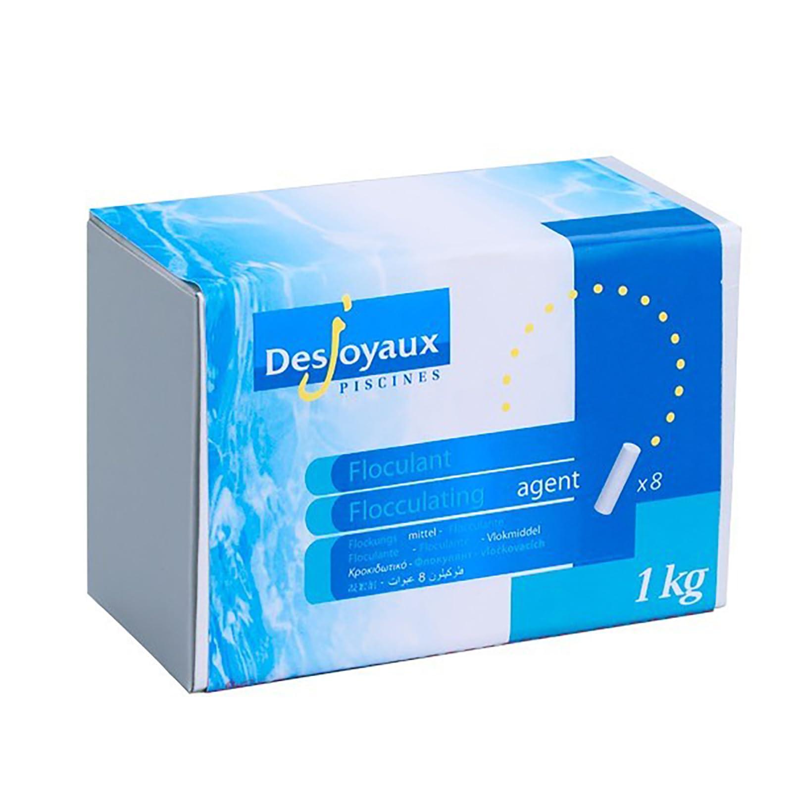 Desjoyaux Pools - Flocculant Tablets 1kg – 8 Premium Water Clarifier Tablets for Swimming Pools & Hot Tubs – Improves Filter Performance, Removes Fine Particles, Crystal Clear Water Treatment