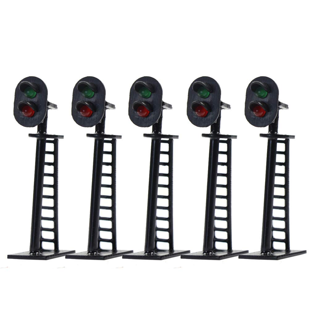 Evemodel JTD05 5pcs Model Railway 2-Light N Gauge 1:150 Block Signal Green/Red 4cm