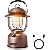 Lepro Retro Classic LED Camping Lantern, High Lumens, Daylight White 2500K and 5000K, Dimmable, USB Rechargeable, Waterproof for Camping, Vintage Decoration and Emergency (USB Charging Cable Included)