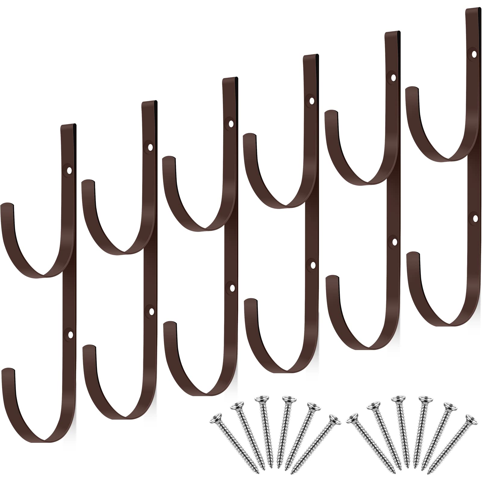 Photo 1 of 6 Pieces Pool Pole Hook Hanger Swimming Metal Brackets Pool Hook with 12 Pieces Screws for Telescopic Poles, Skimmers, Leaf Rakes, Net, Brush, Vacuum Hose, Garden and Pool Accessories (Coffee Color)