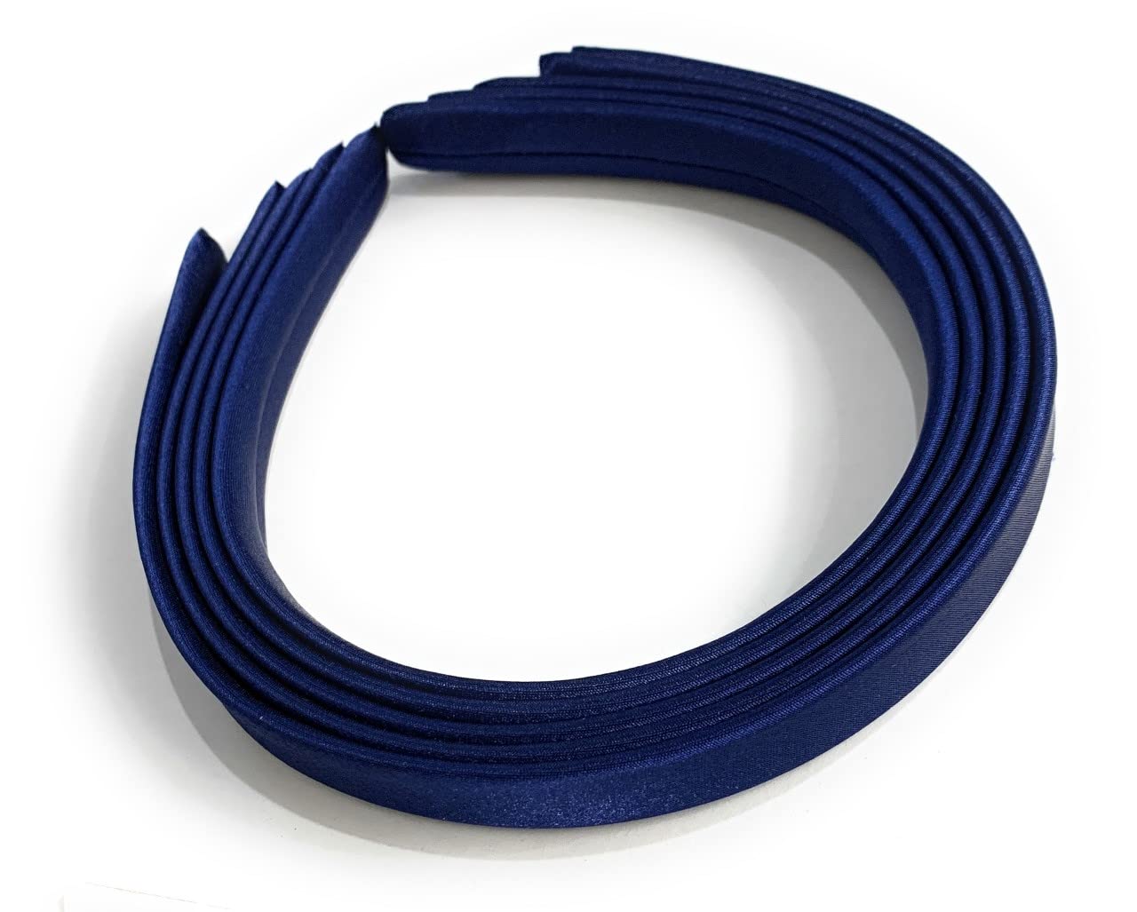 5 x 15mm Thick Plain Satin Headbands Pack School Girls Alice Hair Band DIY Headband Set UK (Navy Blue)