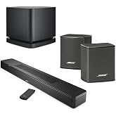 Bose New Smart Dolby Atmos Soundbar, Black Bundle with Wireless Surround Speakers (Pair), Bass Module 500