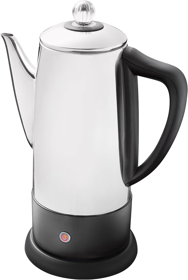 Quest 1.8L Electric Coffee Percolator 12 Cups Stainless Steel 1100W 30-45 Min
