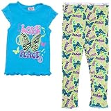 Turquoise Peace and Love Pajamas for Girls Turquoise Peace and Love Pajamas for Girls