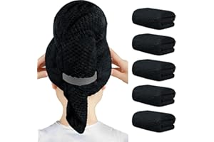 HOMEXCEL Black Microfiber Hair Towels 5 Pack, 40 x 20 Inches Black Salon Towels, Super Soft and Absorbent Hair Towel for Salo