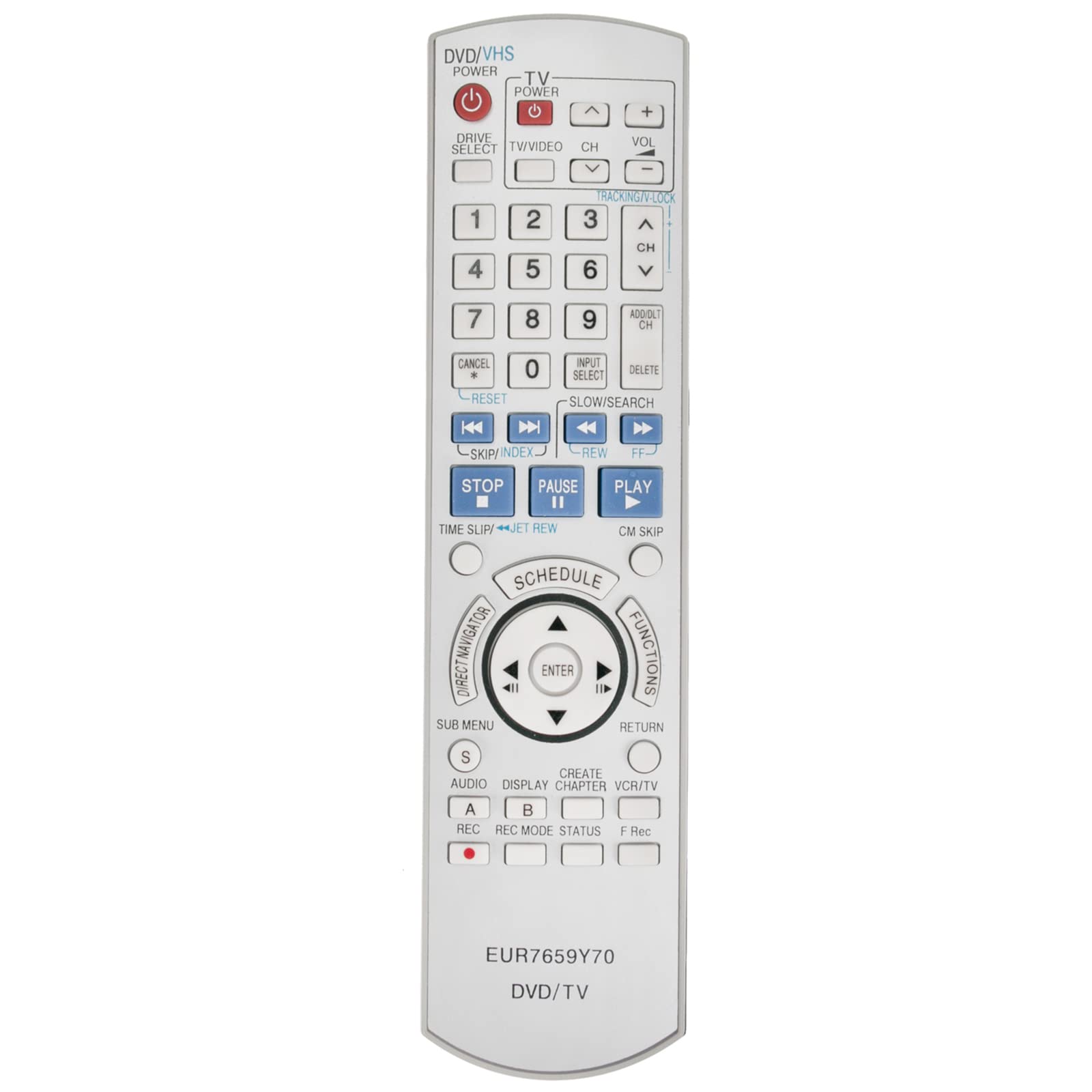 VINABTY EUR7659Y70 Replaced Remote Control Suitable for Panasonic DVD Recorder DMR-ES45VS DMR-ES35V DMR-ES45 DMR-ES46 DMR-ES46V DMR-ES36V DMR-ES25S DMR-ES46VS DMR-ES45V DMR-ES35VP DMR-ES35VPC