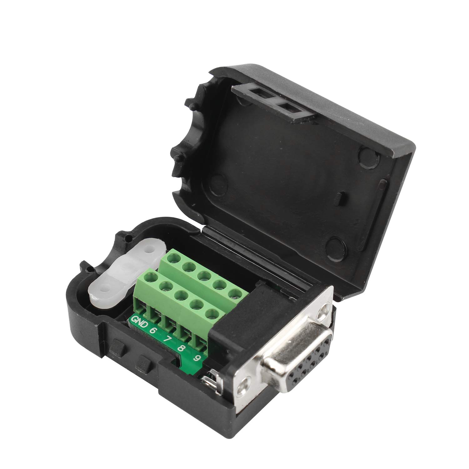 Futheda D-SUB DB9 RS232 Female Breakout Board Adapter Connector 9-pin 2-row Serial Port Solderless Terminal Block Adapter Connector Signal Module with Case