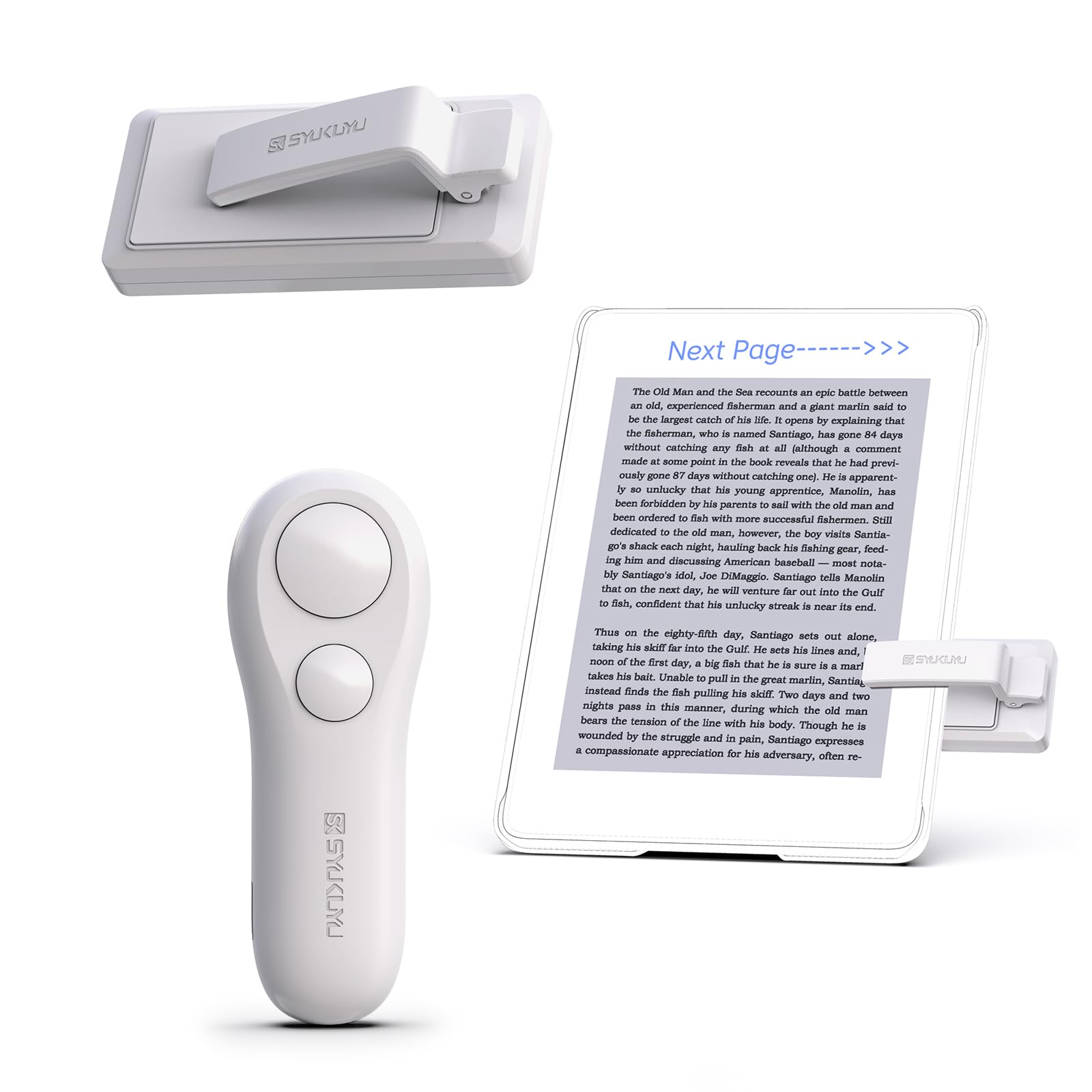 Photo 1 of SK SYUKUYU RF Remote Control Page Turner for Kindle Reading Ipad Surface Comics, iPhone Android Tablets Reading Novels Taking Photos(White)