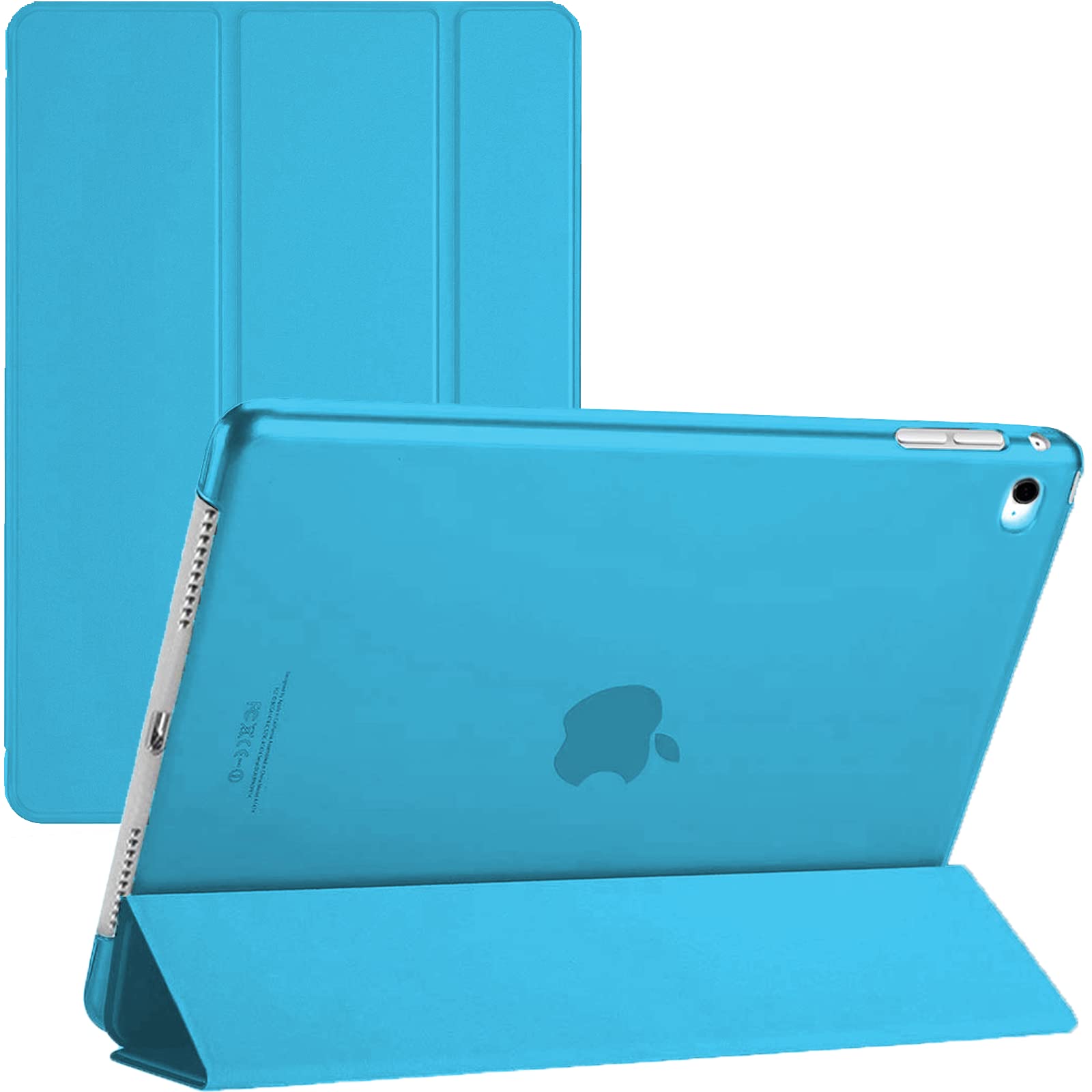 For iPad Air 2nd Generation (2014) A1566 A1567 Smart Magnetic Case Stand Cover with Automatic Wake/Sleep - iPad Air 2 (Aqua)