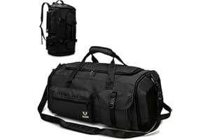 Eslcorri 65L Travel Duffel Bag for Women & Men - 3 in 1 Large Sports Gym Bag with Shoe and Wet Clothes Compartment Multipurpose Weekender Carry On Overnight Backpack for Swimming Yoga Camping Black