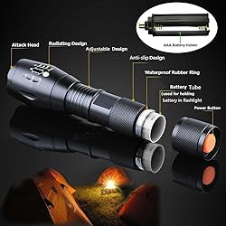 2 Pack Flashlights High Lumens, 5 Modes Zoomable