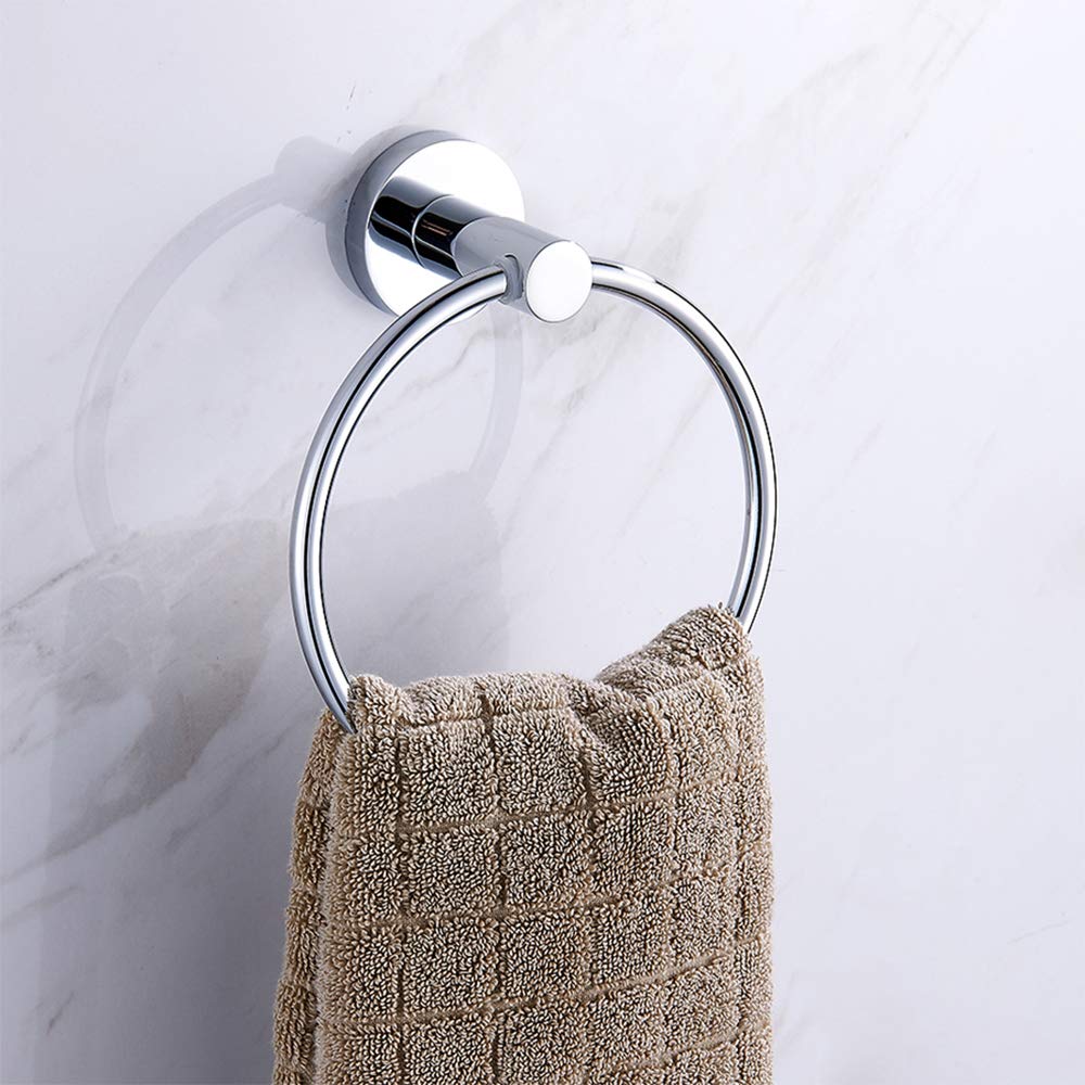 btcus4 Modern Towel Ring Chrome Wall Mounted Towel Rack Brushed Stainless Steel for Bathroom