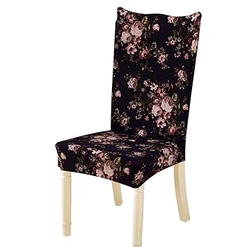 Jokereader Dining Chair Cover Protector Slipcovers Universal Soft Non-Slip Removable Floral Home Stool Seat Chair for Hotel (E)