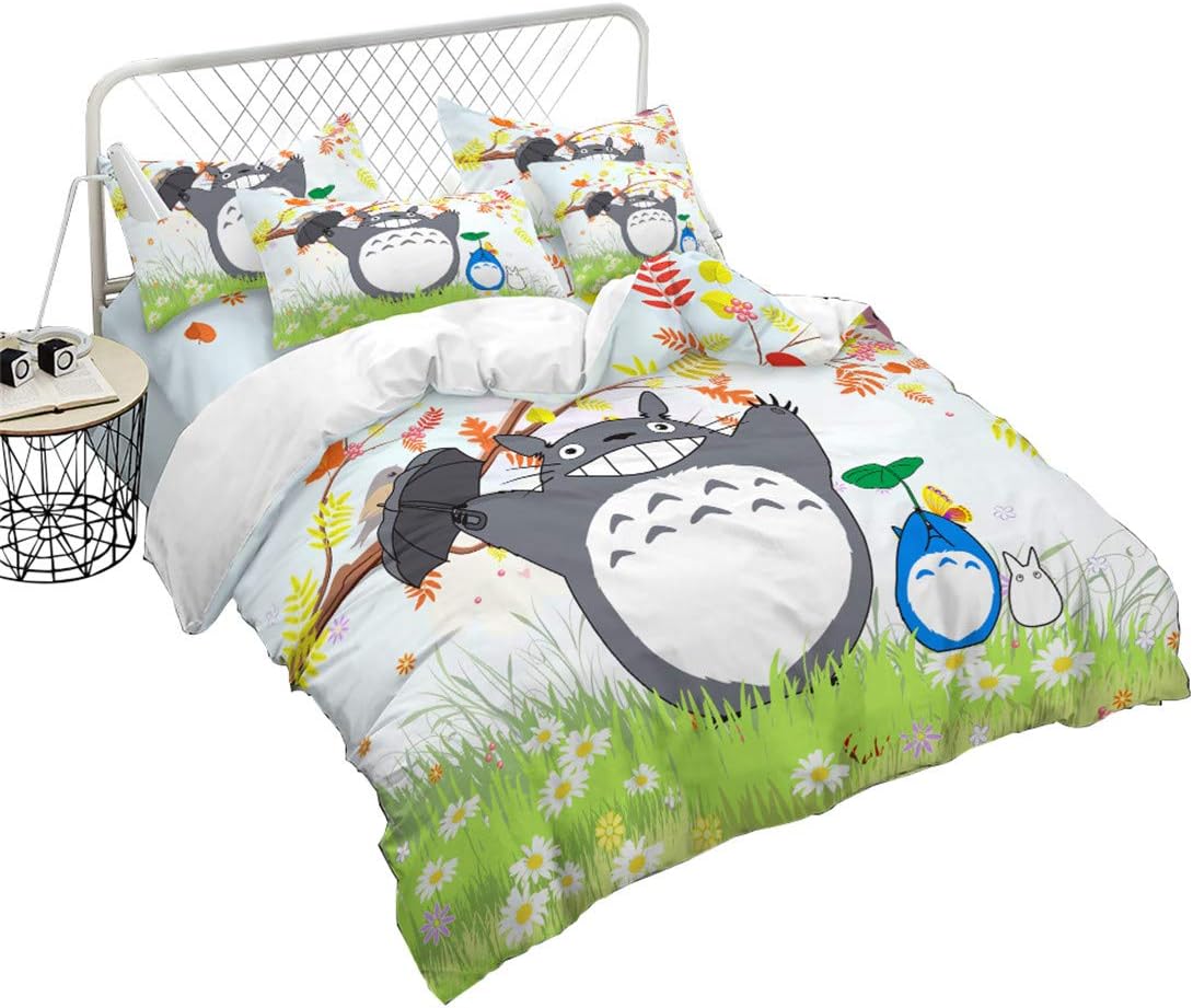Hsign Duvet Cover Set Single Size Cute Totoro Printed Single Bedding Set 2 Pcs