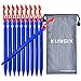 Kungix Tent Stakes Pegs 7” Aluminium Alloy with Reflective Rope 10-Piece (Blue)