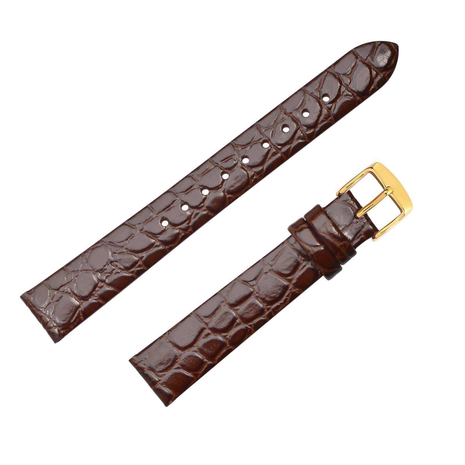 BISONSTRAP Watch Straps for Women, Crocodile Pattern Leather Thin Watch Replacement Bands, 8mm 10mm 12mm 14mm 16mm 18mm 20mm