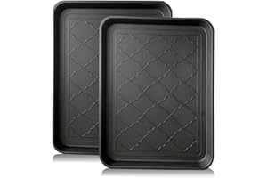 PetLike Boot Tray for Entryway Indoor, Pet Food Mat Tray, 16.7 x 12.8 inch 2 Packs, Waterproof Shoe Tray for Indoor and Outdoor, Multi-Purpose Tray for Boots, Shoes, Pets, Garden