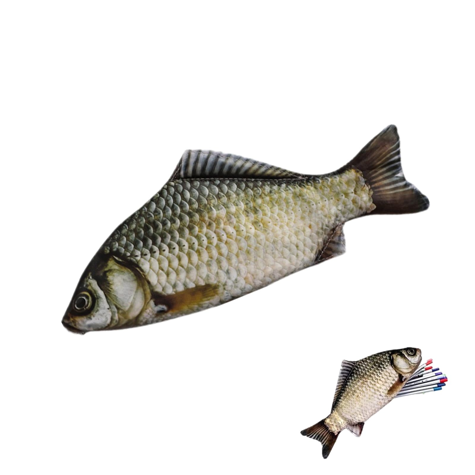 Qinuseaks 1 PCS Pencil Case Funny Fish Pen Bag Fish Pencil Bag Simulation Fish-Shaped Zipper Pencil Case for School Office Supplies