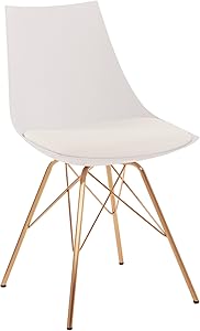 AVE SIX Oakley Faux Leather Task Chair with Gold Chrome Base, White