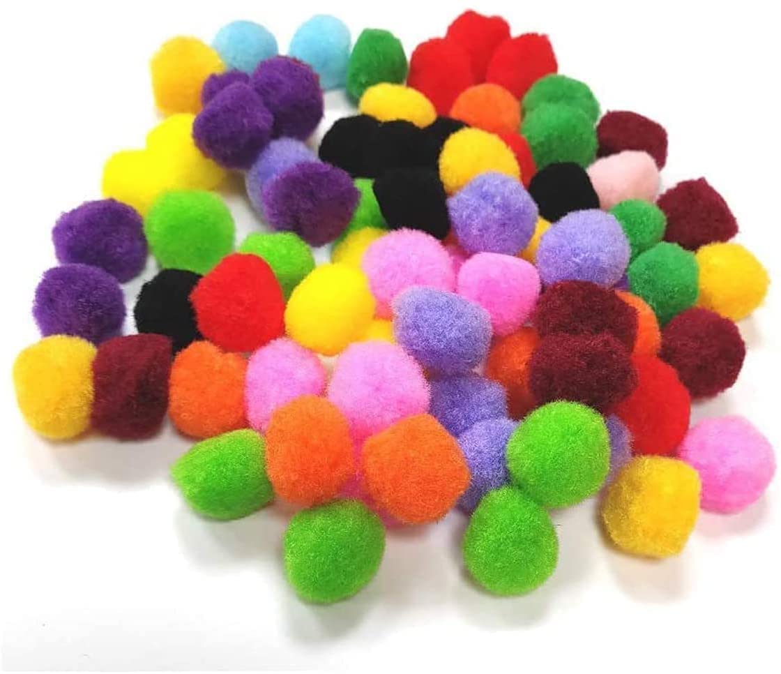 arkCRAFT Assorted Colors 25mm Pom Poms for Children's Crafting PK-300