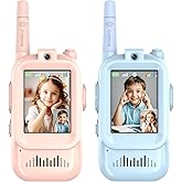 Video Walkie Talkies for Kids, 2 Pack Long Range Walkie Talkies with Camera & Voice Changer for Boys Girls Ages 3-12, Ideal for Family Games, Outside, Camping, Hiking,Christmas Birthday Gifts