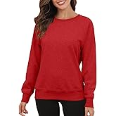 Smile Fish Women's Crewneck Long Raglan Sleeve Sweatshirt Loose Fit Relaxed Pullover Fleece Lined Casual Warm Tops