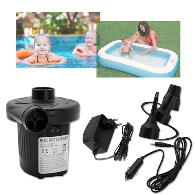 Hengda® Elektrische Luftpumpe 2 in 1 Schlauchboote Gebläse 12V / 230V Luftpumpe Automatisch Chnelles Auf- und Abpumpen Robust