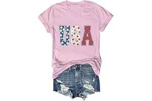 Generic American Flag Shirt Women Patriotic T-Shirt 4th of July Graphic Tee Shirts USA Star Stripes Tops