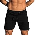EVERWORTH Men's Solid Gym Workout Shorts Bodybuilding Running Fitted Training Jogging Short Pants with Zipper Pocket 3 Colors