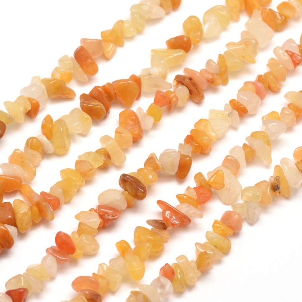 PandaHall 10 Strands Natural Yellow Jade Chip Beads 5-8mm Crushed Irregular Chips Stone Beads Natural Stone Healing Crystal Loose Beads for Jewelry Making Necklace Bracelet Ring