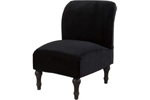 JIAN YA NA Armless Accent Chair Cover, Stretch Armless Chair Slipcover Velvet Armless Chair Covers Slipper Chair Slipcover Furniture Protector Covers for Living Room Bedroom(Velvet, Black)