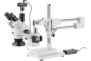 AmScope SM‑4TZ‑144A‑10M 3.5X-90X Magnification Trinocular Stereo Microscope with 4-Zone 144-LED Ring Light + 10MP Camera