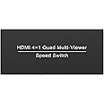 Wiistar HDMI Quad Multi-Viewer 4x1 HDMI Switcher 4 Ports Switch 4 in 1 Out HDMI Multiviewer Support 4 Display Modes Support 1080P 3D for PC STB DVD Security Camera