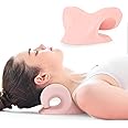 HubiCare Neck Stretcher for Neck Pain Relief, Cervical Traction Device, Neck and Shoulder Relaxer for TMJ Pain Relief and Cervical Spine Alignment, Chiropractic Pillow Neck Stretcher (Pink)