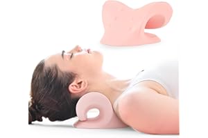 HUBDIC HubiCare Neck Stretcher for Neck Pain Relief, Cervical Traction Device, Neck and Shoulder Relaxer for TMJ Pain Relief and Cervical Spine Alignment, Chiropractic Pillow Neck Stretcher (Pink)