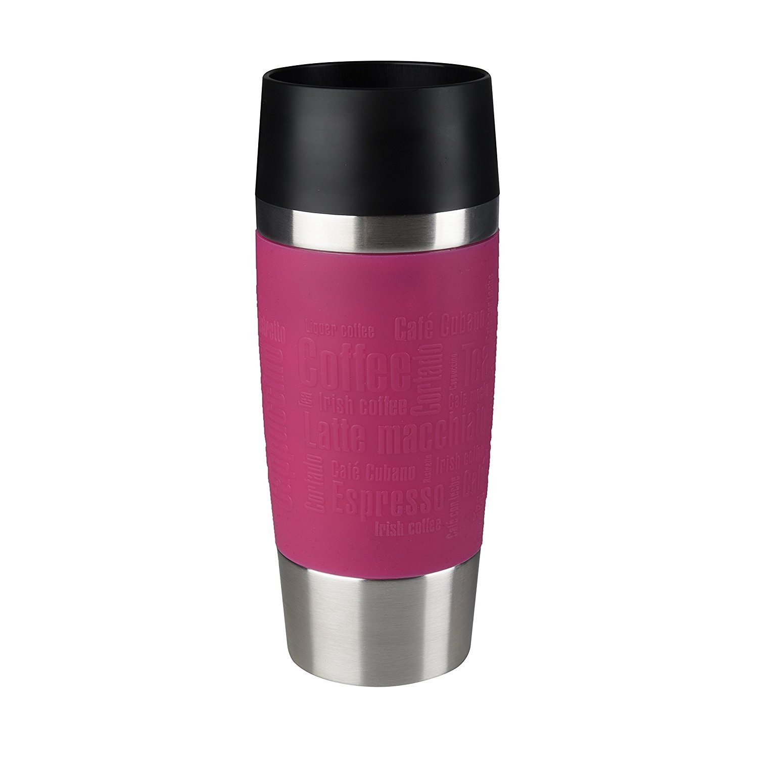 Emsa 513550 Travel Mug Insulated Drinking Cup with Quick Press Closure, 360 ml, Raspberry
