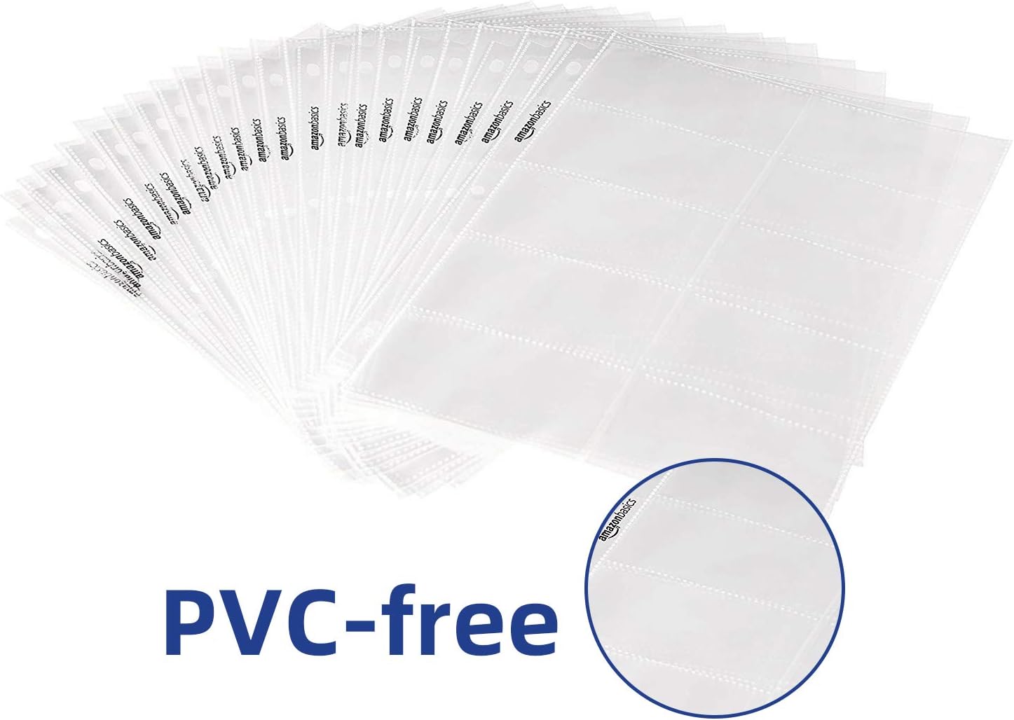 Basics Plastic Business Card Holder Protector Pages for 3-Ring Binder, 25-Pack : Office Products