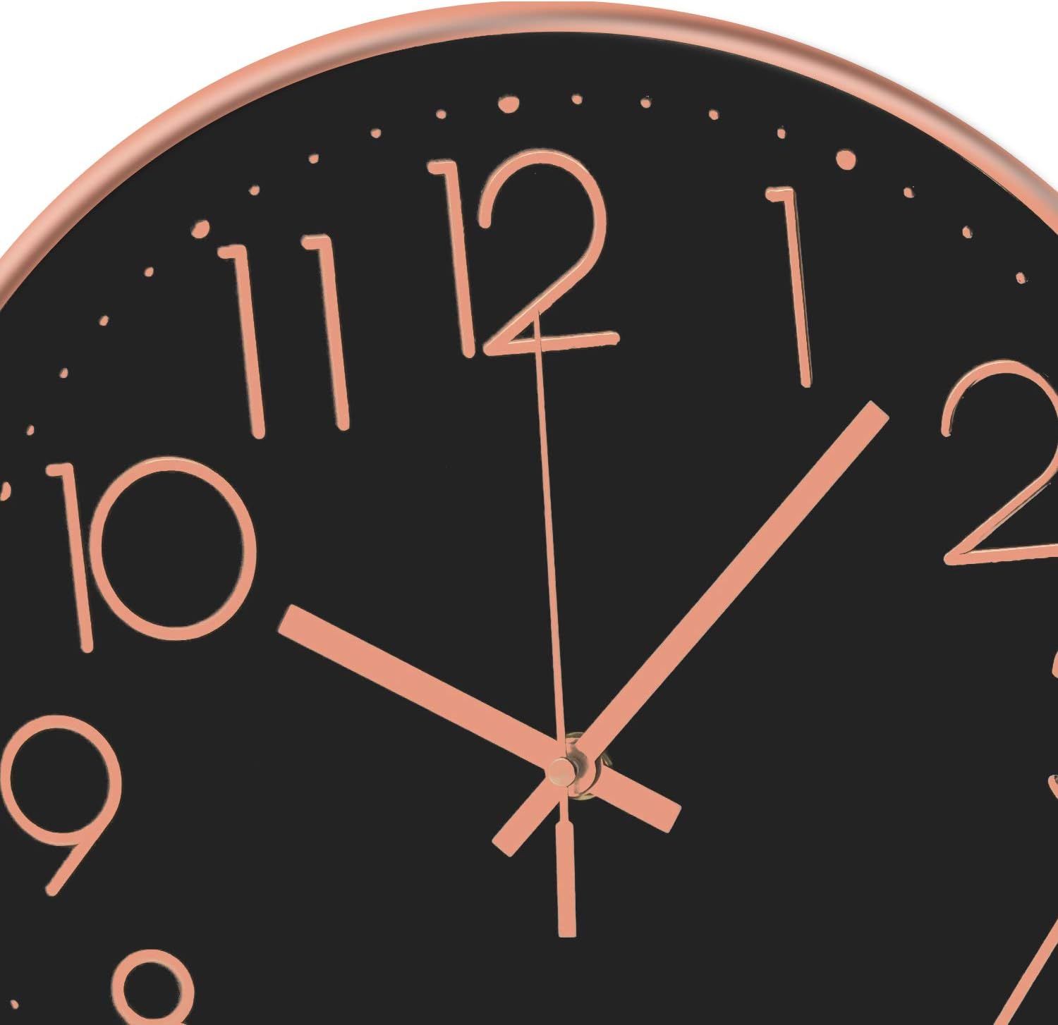 HOIBAI Modern Silent Non-Ticking Wall Wlock Battery Operated Round Decorative Quartz Clock for Office Home Living Room Bedroom 12 Inch: Kitchen & Dining