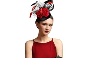 LATIMOON Fascinators for Women Derby Pillbox Hat Cocktail Tea Party Feather Headband