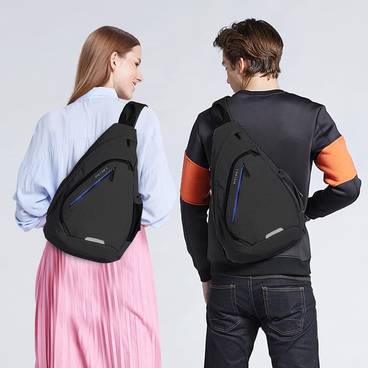 Hanke Sling Bag Men Backpack Unisex One Shoulder Bag Hiking Travel Backpack Crossbody with USB Port Versatile Casual Daypack