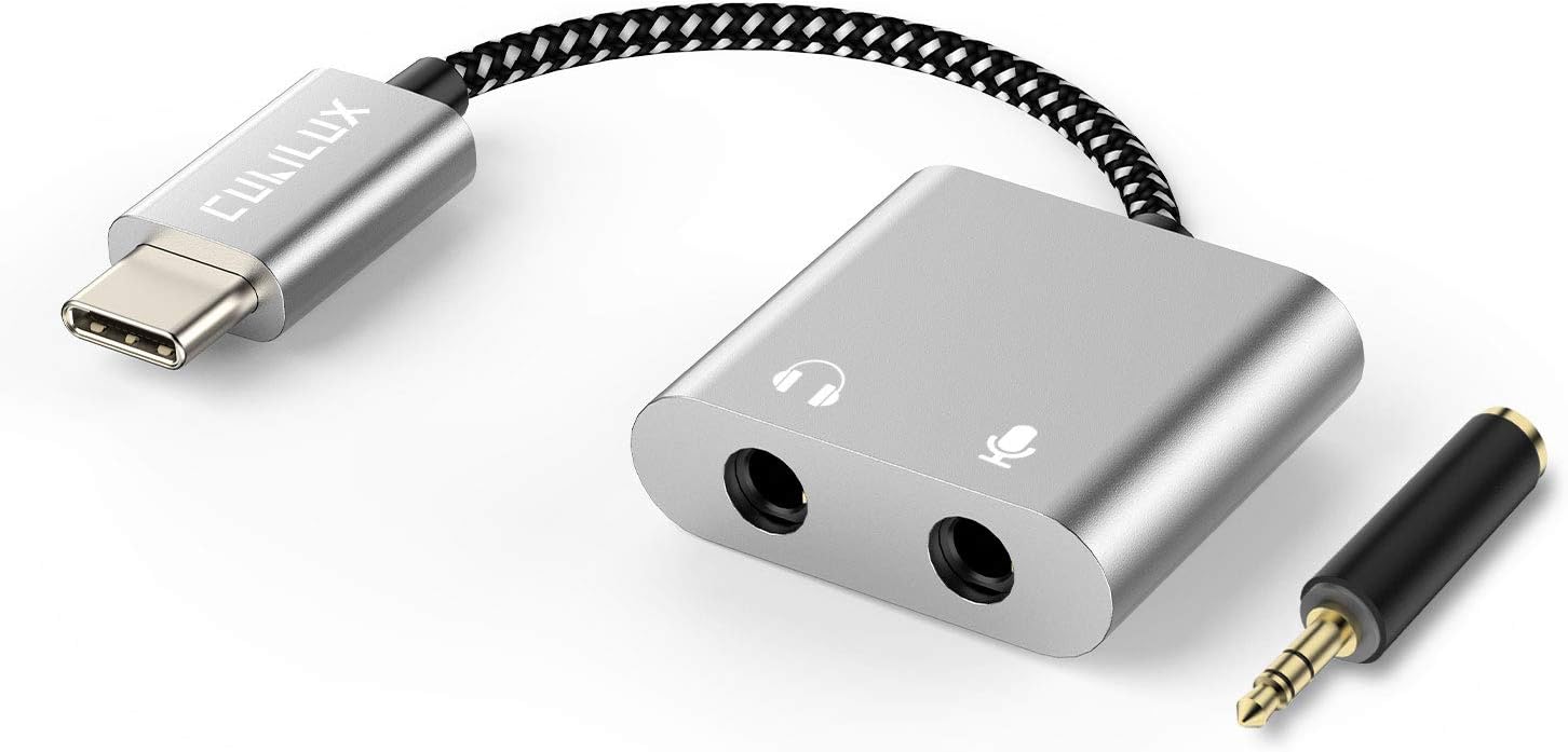 Cubilux USB C to TRS Microphone Headphone Splitter, Type C to 3.5mm Audio MIC Adapter, Compatible Google Pixel 10/9/8 Pro