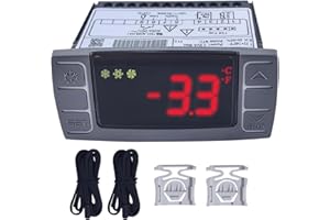 CWDA XR02CX-4N1F1 for Dixell Refrigerator Digital Thermostat Controller 120V 50-60hz with Temperature Sensor Probes Replace for Dixell Temperature Controller for Fridge-S FREEZERS Heating Appliances