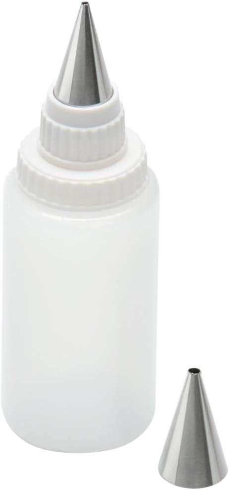Kaiser Inspiration Spritzflasche mit 2 Edelstahl-Tüllen, Quetschflasche 75 ml, Kekse verzieren, Dekorieren, Beschriften von Torten, Kuchen, Tellerrand