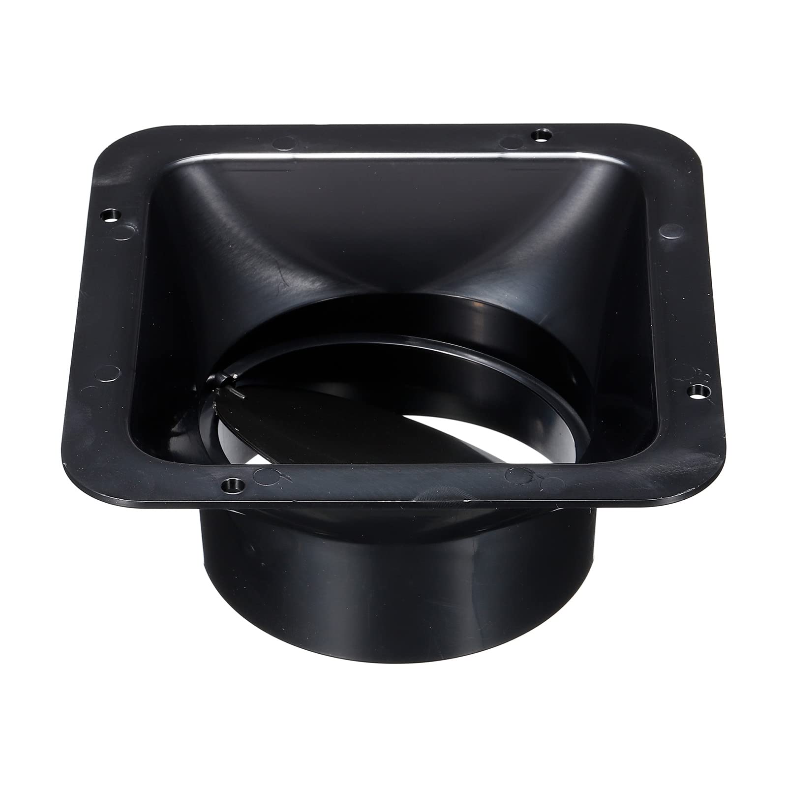 PATIKIL 4 Inch Duct Connector Flange, ABS Square Air Ventilation with Duct Backdraft Valve for Heating Cooling Ventilation System, Black