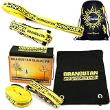 Orangutan SLACKLINE 15m Set - Great Value Including Ratchet + Straps + Bag! Perfect Balance Slack Line For All Ages And Skill (Neon Yellow)